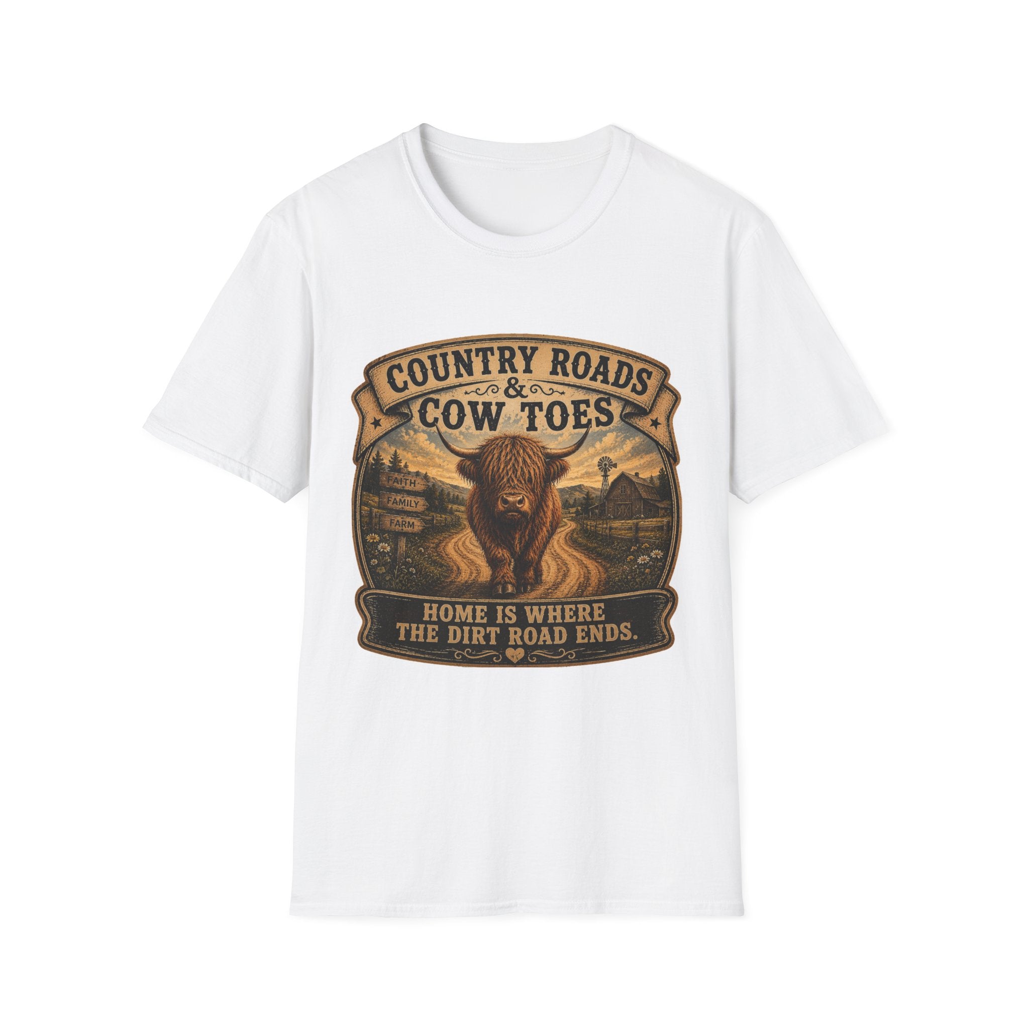 Country Roads Cow Toes Unisex Softstyle T-Shirt