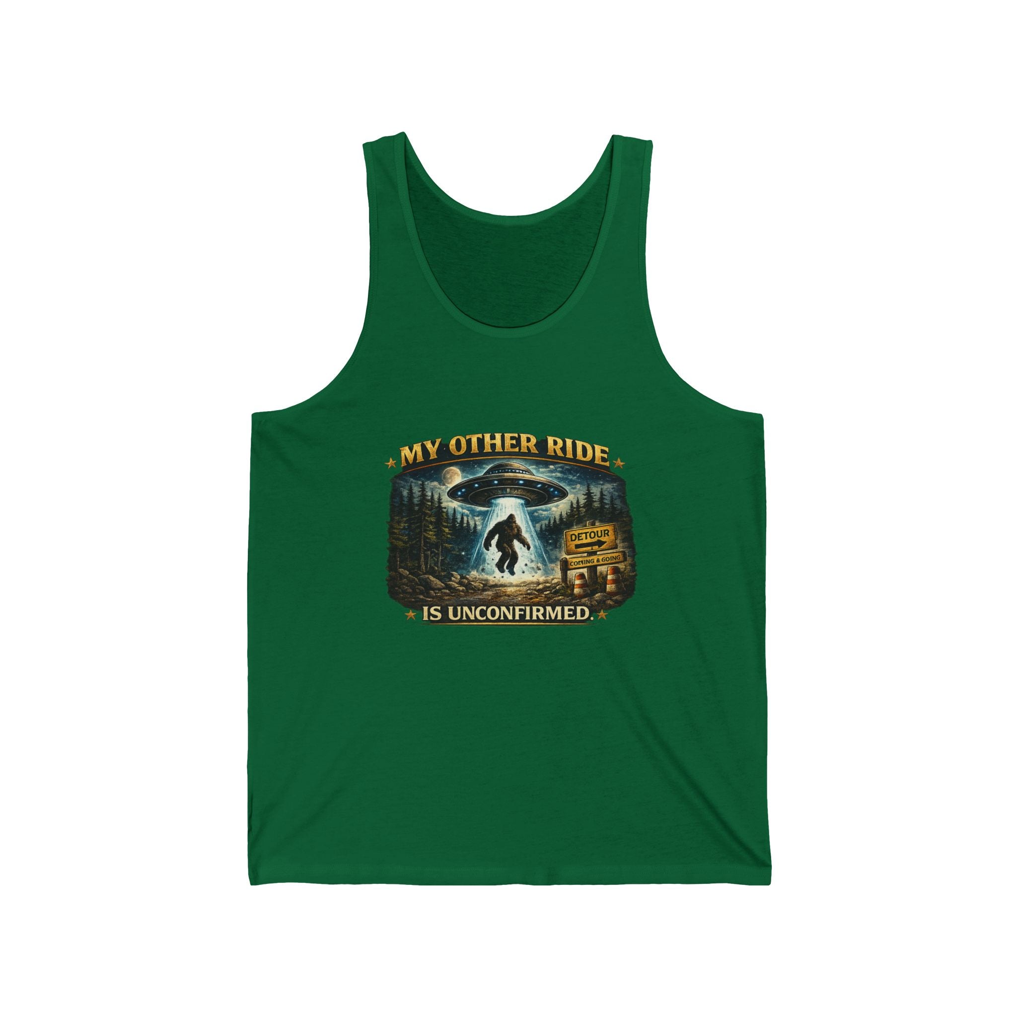 "My Other Ride is Unconfirmed" Cryptid Graphic Tank - Bigfoot UFO Tank Top