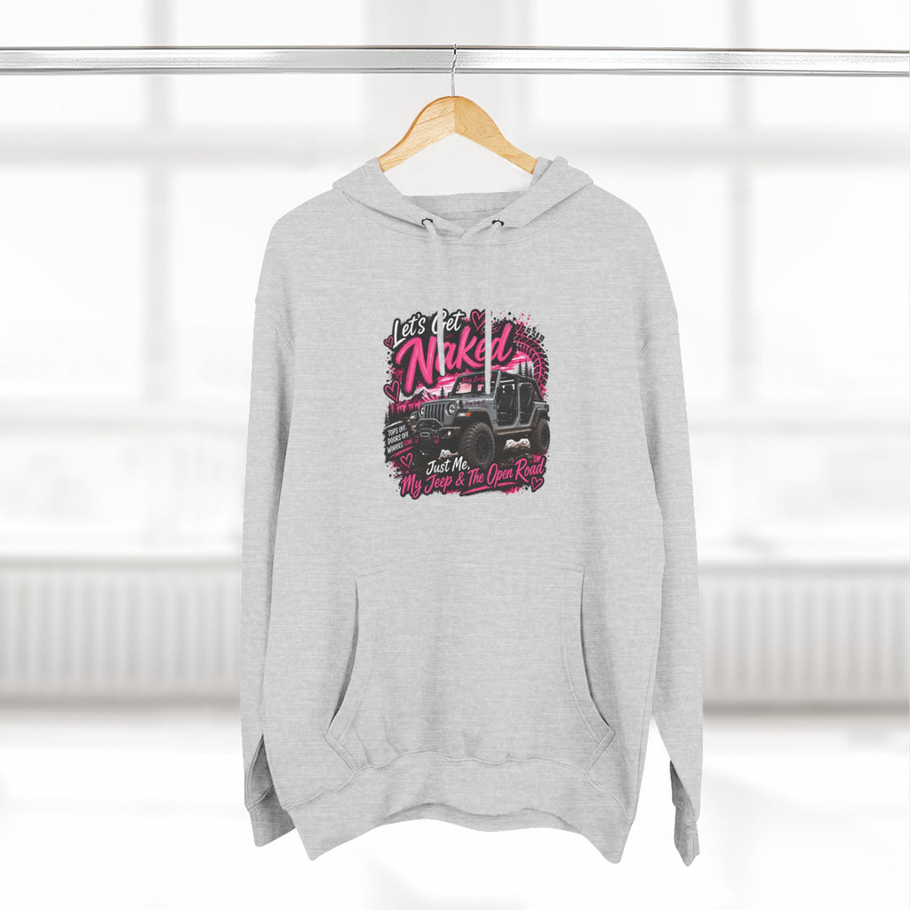 Jeep 'Let's Get Naked' Graphic Hoodie — (Pink) Off-Road Adventure Pullover
