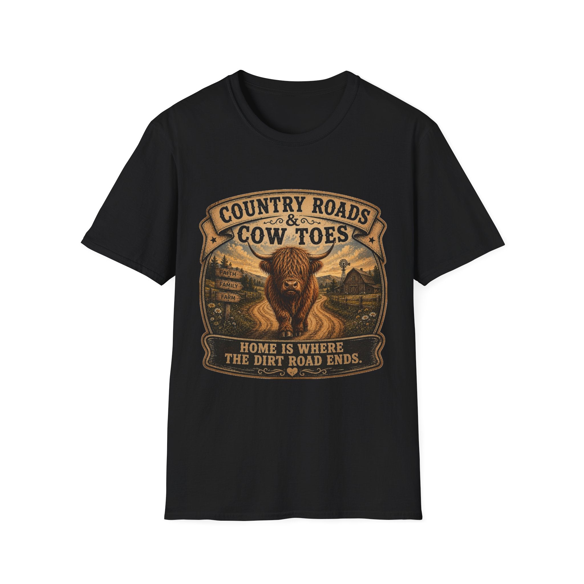 Country Roads Cow Toes Unisex Softstyle T-Shirt