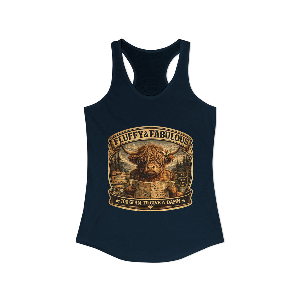 Fluffy & Fabulous Highland Cow Women's Ideal Racerback Tank