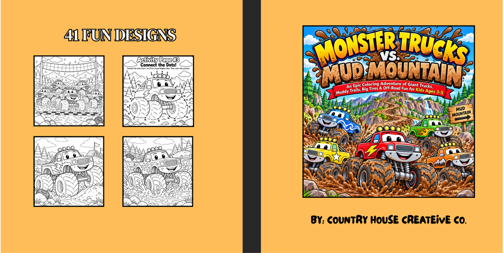 Monster Trucks Vs Mud Mountain Coloring Book (Ages 3 to 5)
