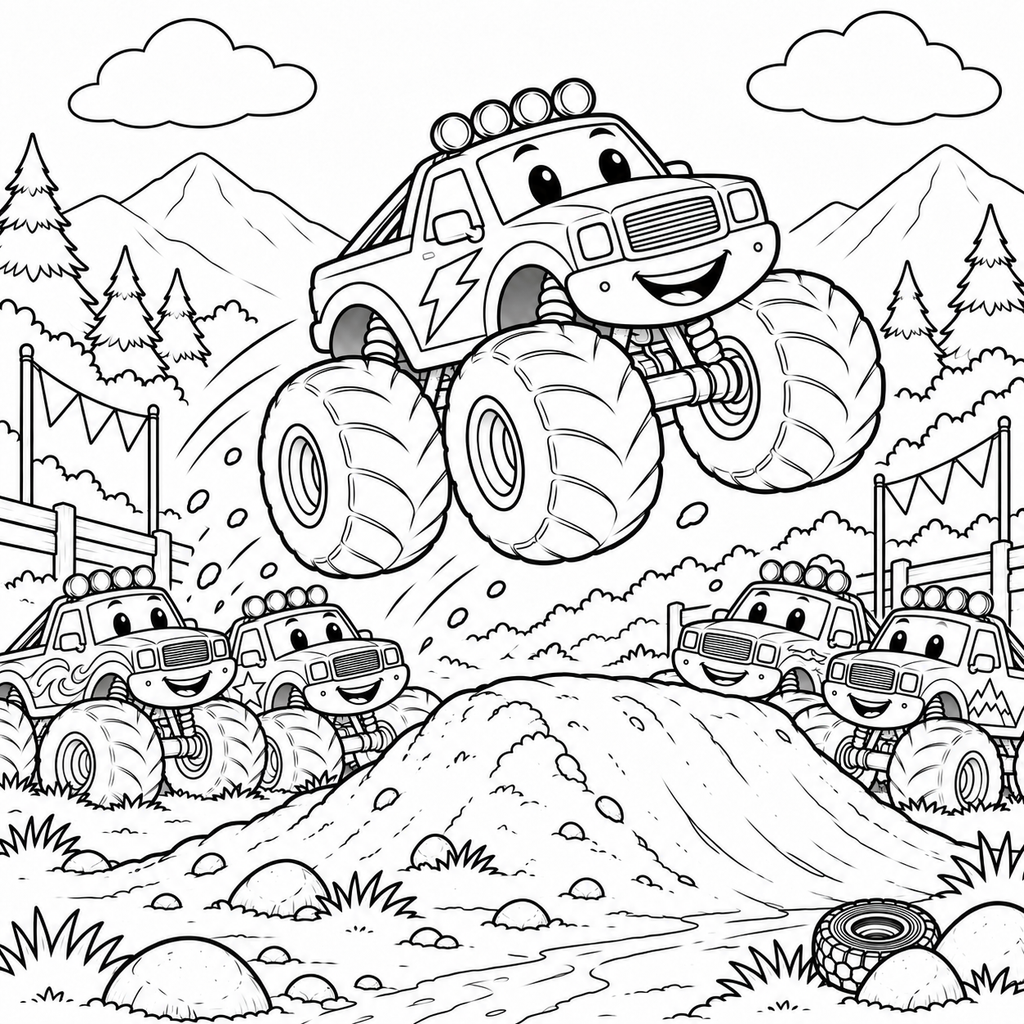 Monster Trucks Vs Mud Mountain Coloring Book (Ages 3 to 5)
