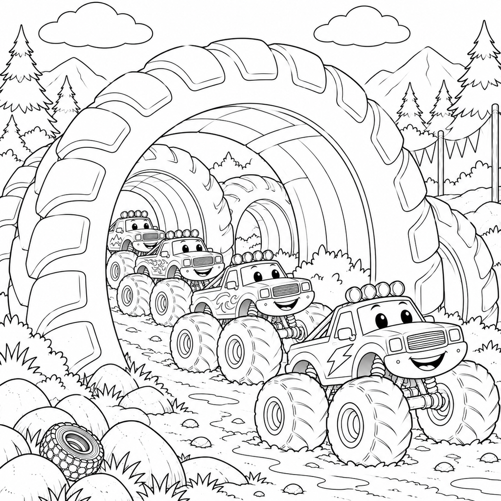 Monster Trucks Vs Mud Mountain Coloring Book (Ages 3 to 5)