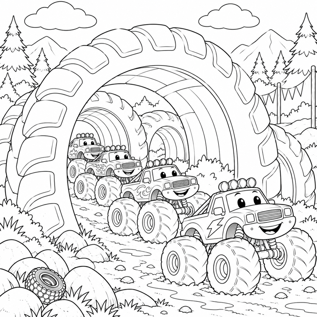 Monster Trucks Vs Mud Mountain Coloring Book (Ages 3 to 5)