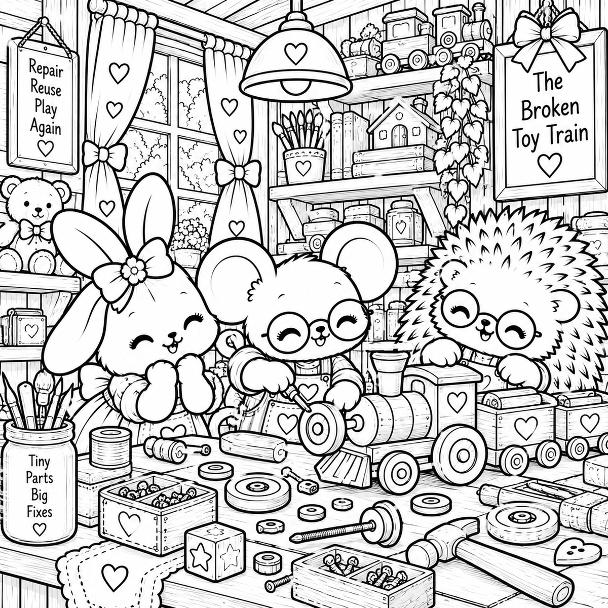 The Tiny Things Repair Shop Coloring Book (Ages 6 - 10)