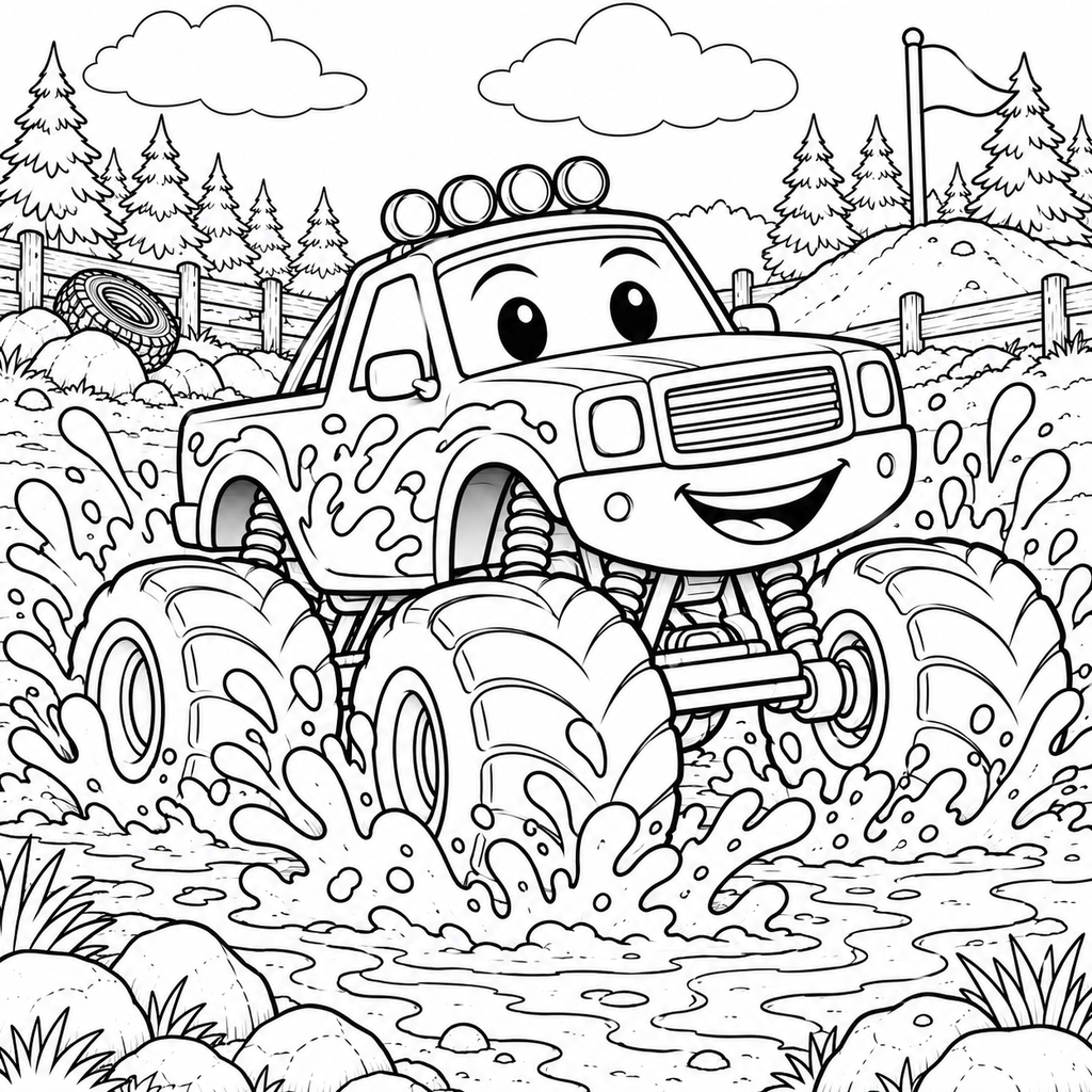 Monster Trucks Vs Mud Mountain Coloring Book (Ages 3 to 5)