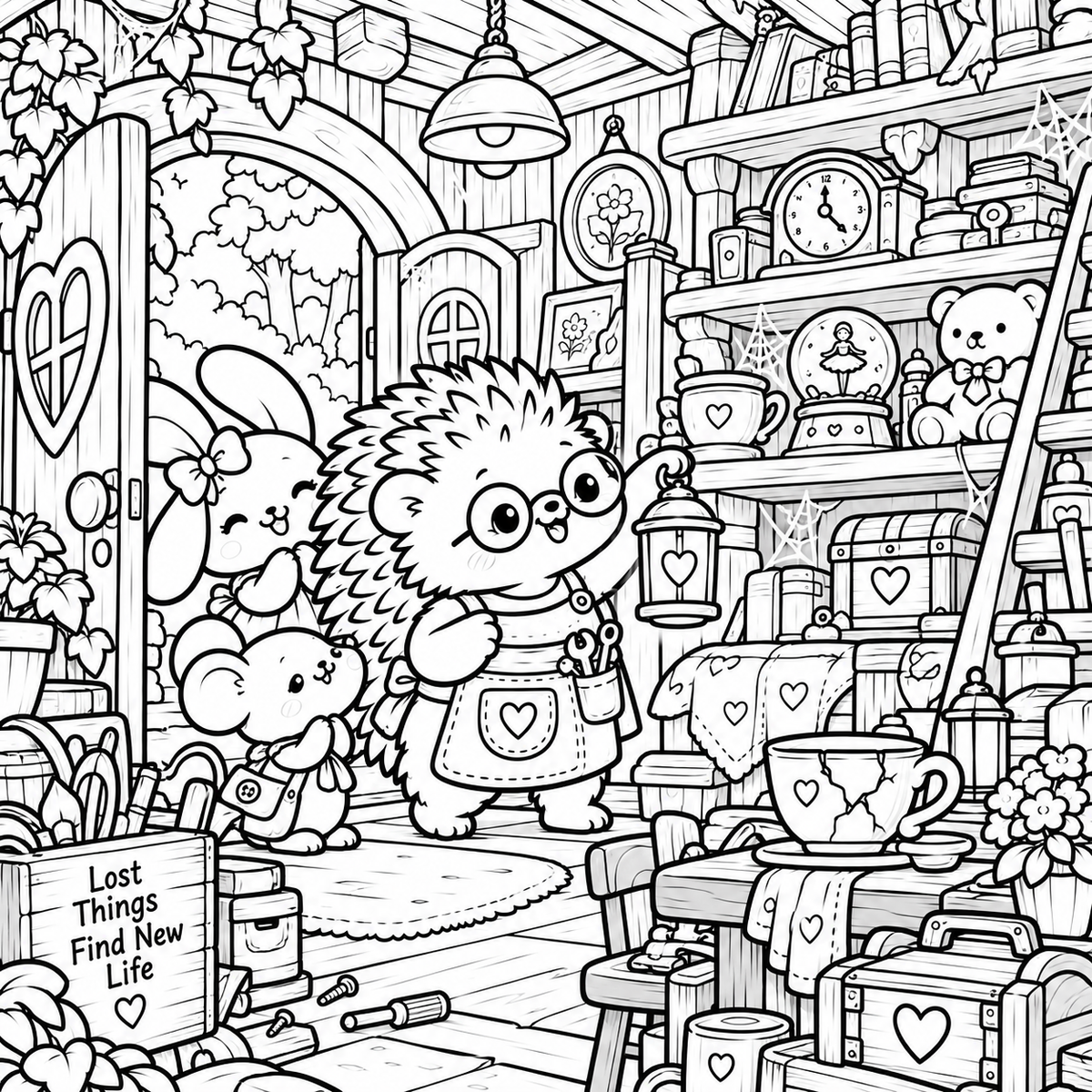The Tiny Things Repair Shop Coloring Book (Ages 6 - 10)