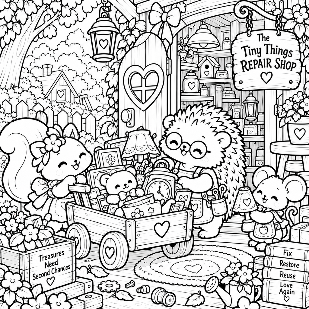 The Tiny Things Repair Shop Coloring Book (Ages 6 - 10)